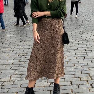 Reformation Brown Leopard Maxi Skirt